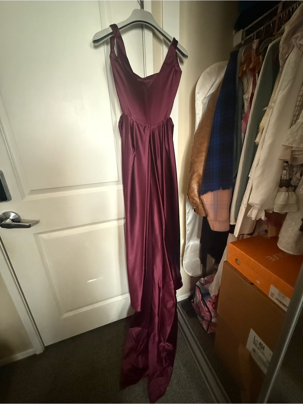 Vivienne Westwood Off-Shoulder Plum Satin Evening Gown - Picture 13 of 14